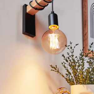 Applique murale retro bois et acier 220V
